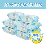 BIC BABY WET WIPES BUNDLE X 10 CAP PACKETS Soft & Skin Friendly (Total 800 Sheets)